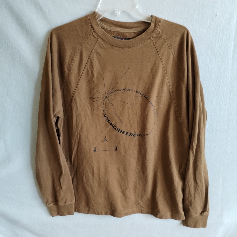 Jordan 23 Engineered Mens Medium T Shirt Brown Graphic Long Sleeve‎ Voyager Map
